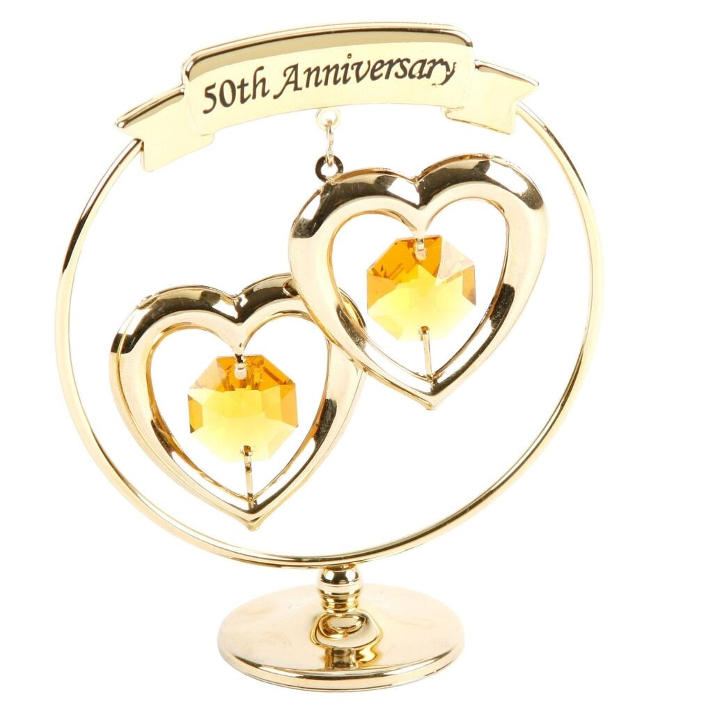 Crystal Anniversary Gift Ideas
 50th Golden Wedding Anniversary Crystal Gift with