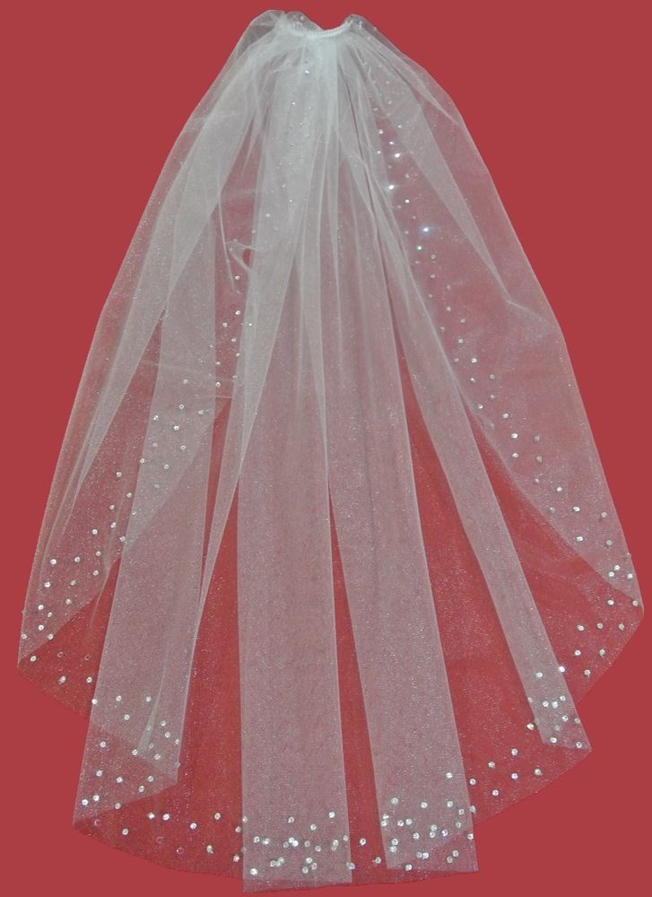 Crystal Wedding Veils
 Swarovski Crystal Rhinestones Cut Edge Wedding Bridal Veil