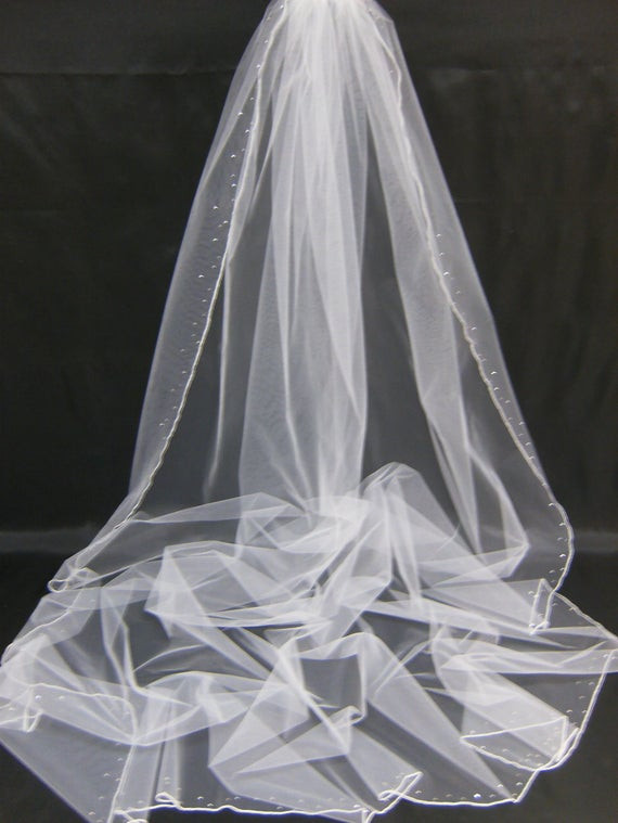 Crystal Wedding Veils
 Wedding Veil Swarovski Crystal Rhinestone Silk Pencil Edge