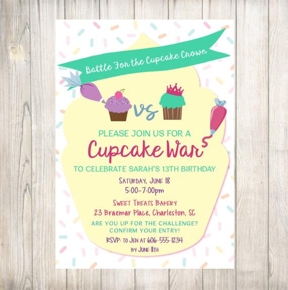 Cupcake Wars Birthday Party
 Cupcake Wars Birthday Invitation