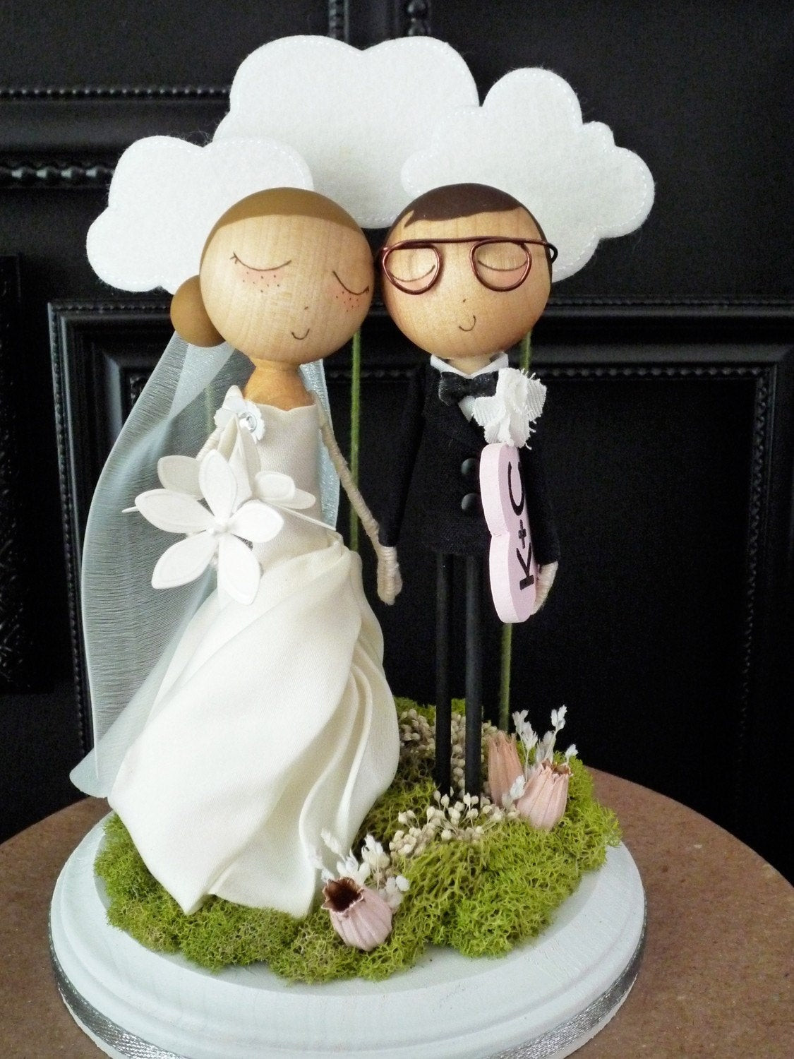 Custom Cake Toppers Wedding
 Wedding Cake Topper with Custom Wedding Dress and Cloud