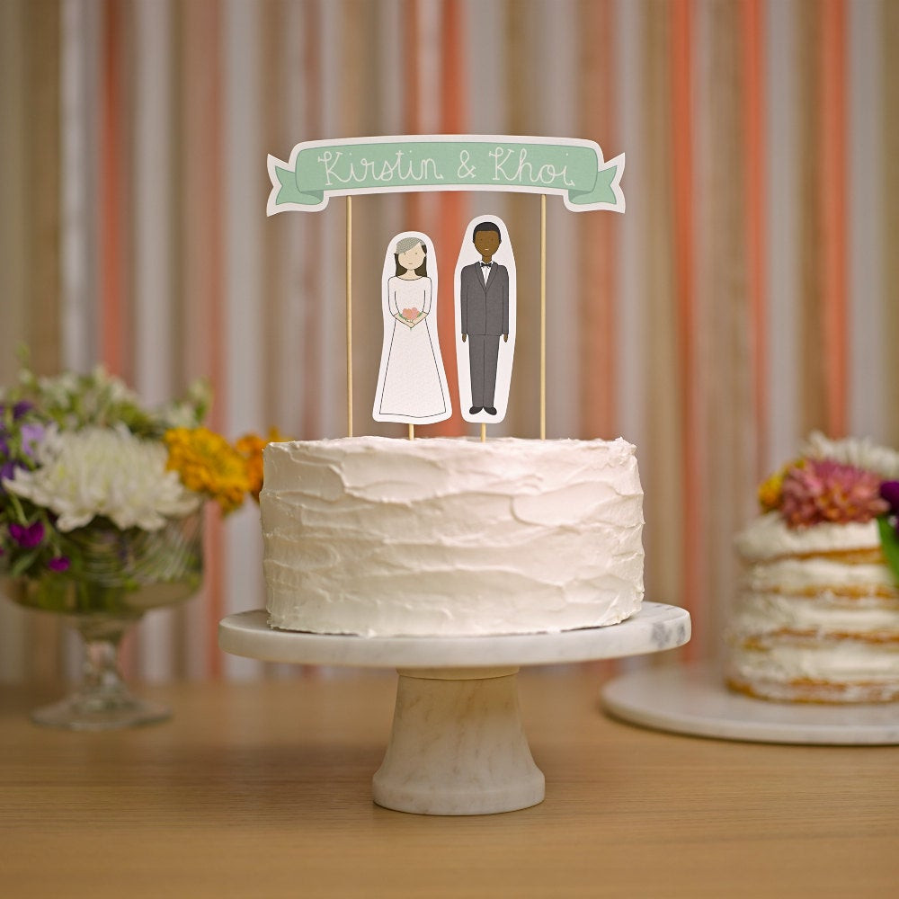 Custom Cake Toppers Wedding
 Wedding Cake Topper Set Custom Cake Banner No 3 Bride