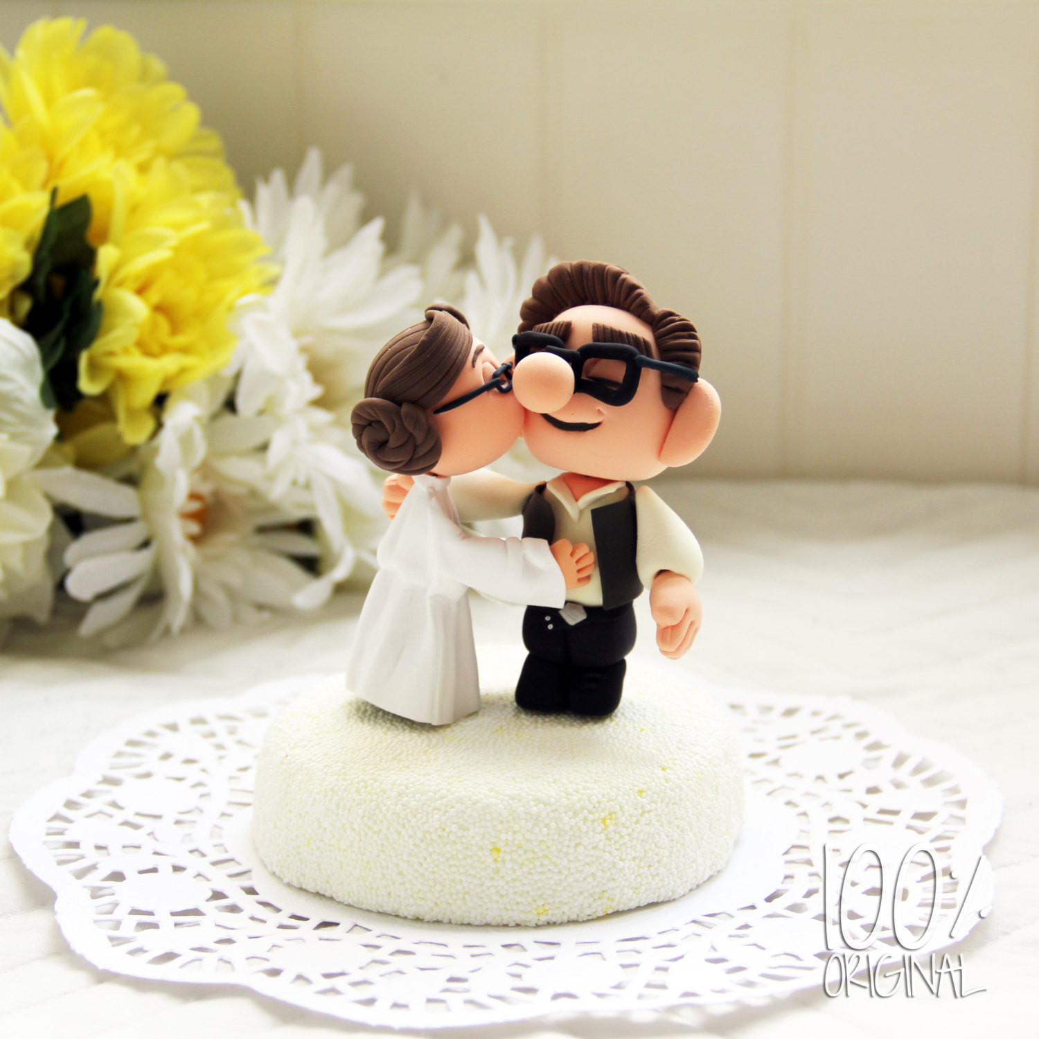 Custom Cake Toppers Wedding
 Custom Wedding Cake Topper Star Wars Kissing Couple UP