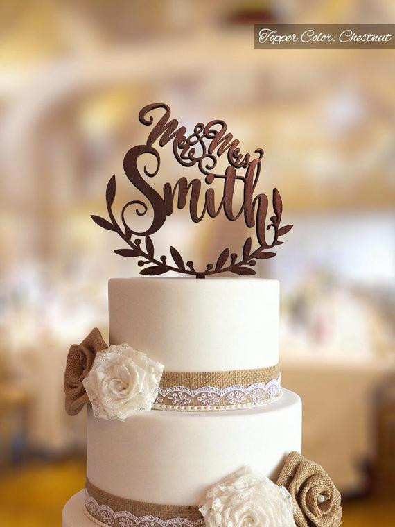 Custom Cake Toppers Wedding
 Wedding cake topper with personalized surname