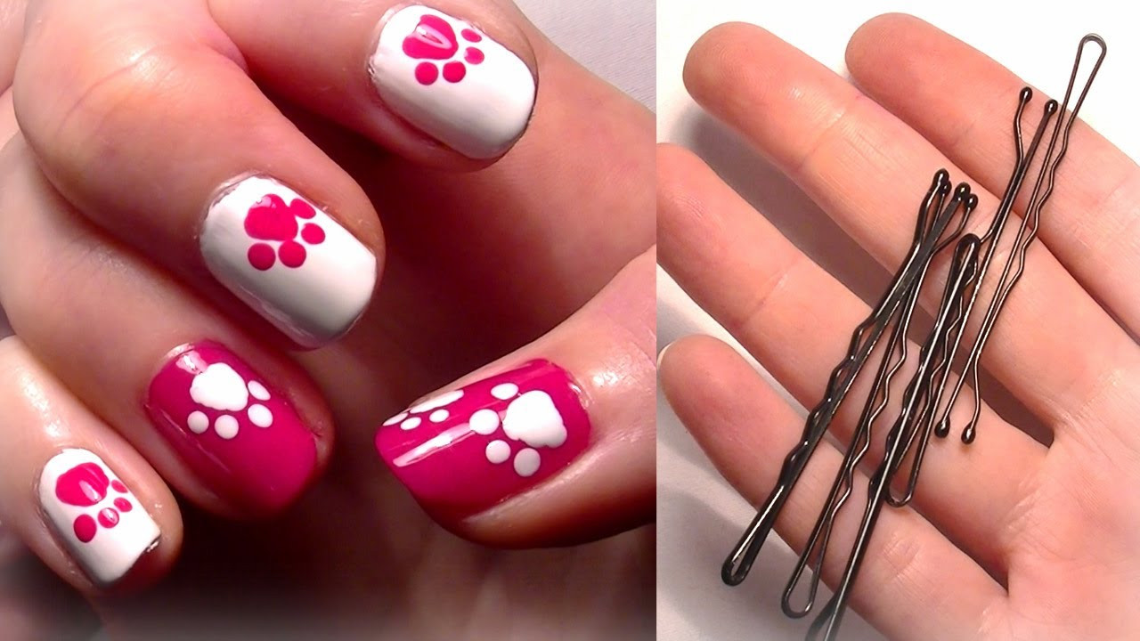 Cute And Easy Nail Ideas
 HELLO KITTY Inspired Nails Using A Bobby Pin Easy