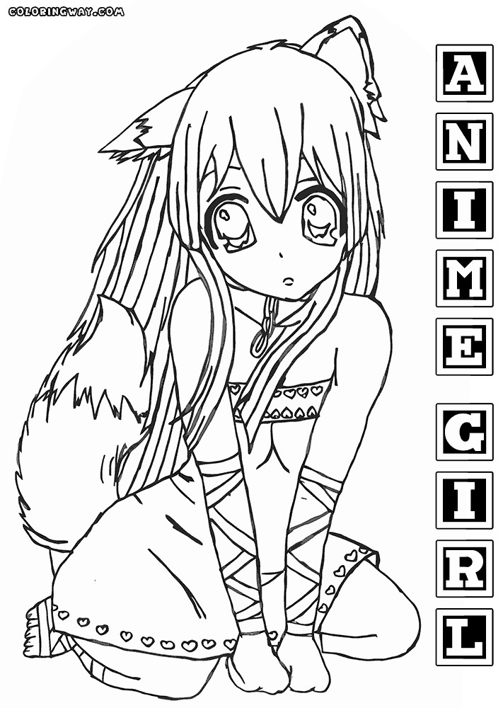 Cute Anime Girls Coloring Pages
 Anime Girl Foxy Pages Coloring Pages