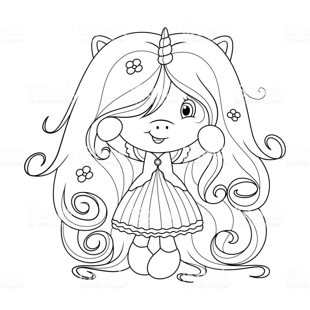 Cute Baby Unicorn Coloring Pages
 Cute Baby Unicorn With Super Long Hair With Flowers