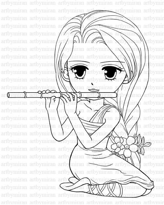 Cute Coloring Pages Of Girls
 Digi Stamp Serenade Pretty Girl Coloring page Big by