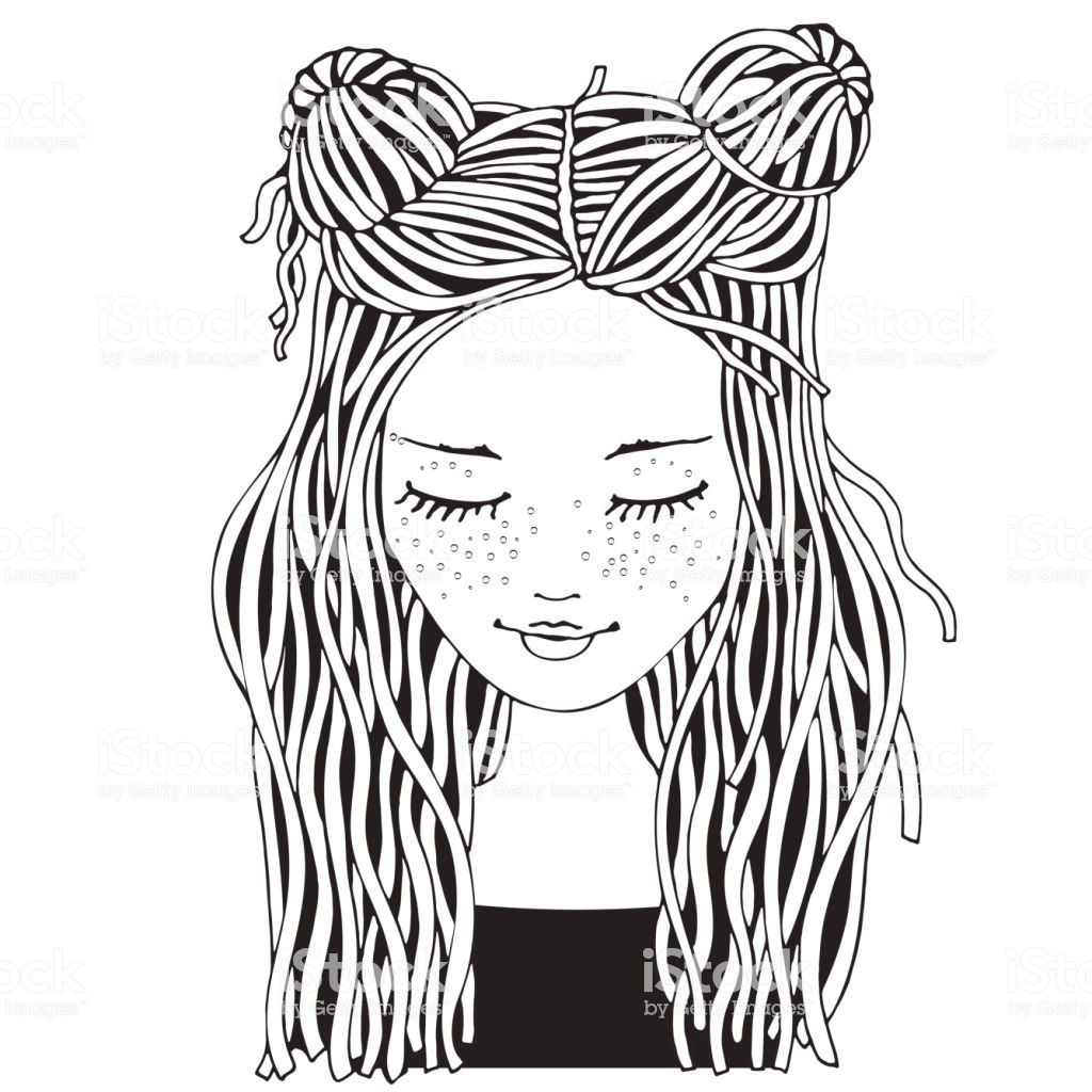 Cute Coloring Pages Of Girls
 Cute Girl Coloring Book Page For Adult And Children Black