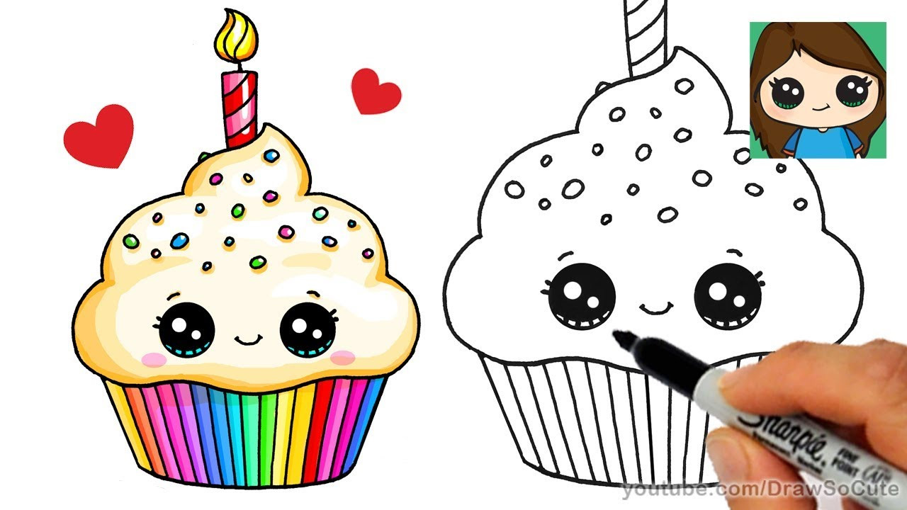 Cute Stuff For Kids
 How to Draw a Birthday Cupcake Easy