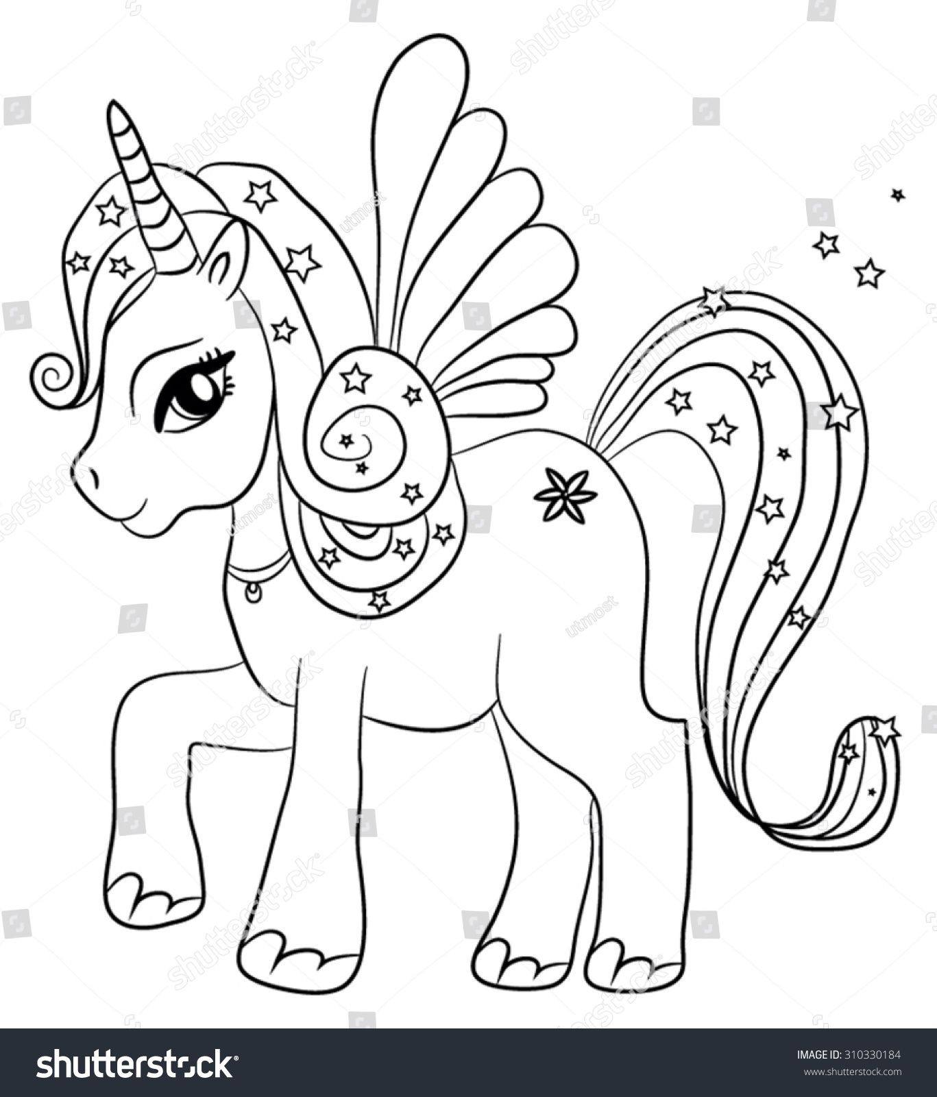Cute Unicorn Coloring Pages For Kids
 Cute cartoon fairytale unicorn coloring page for kids