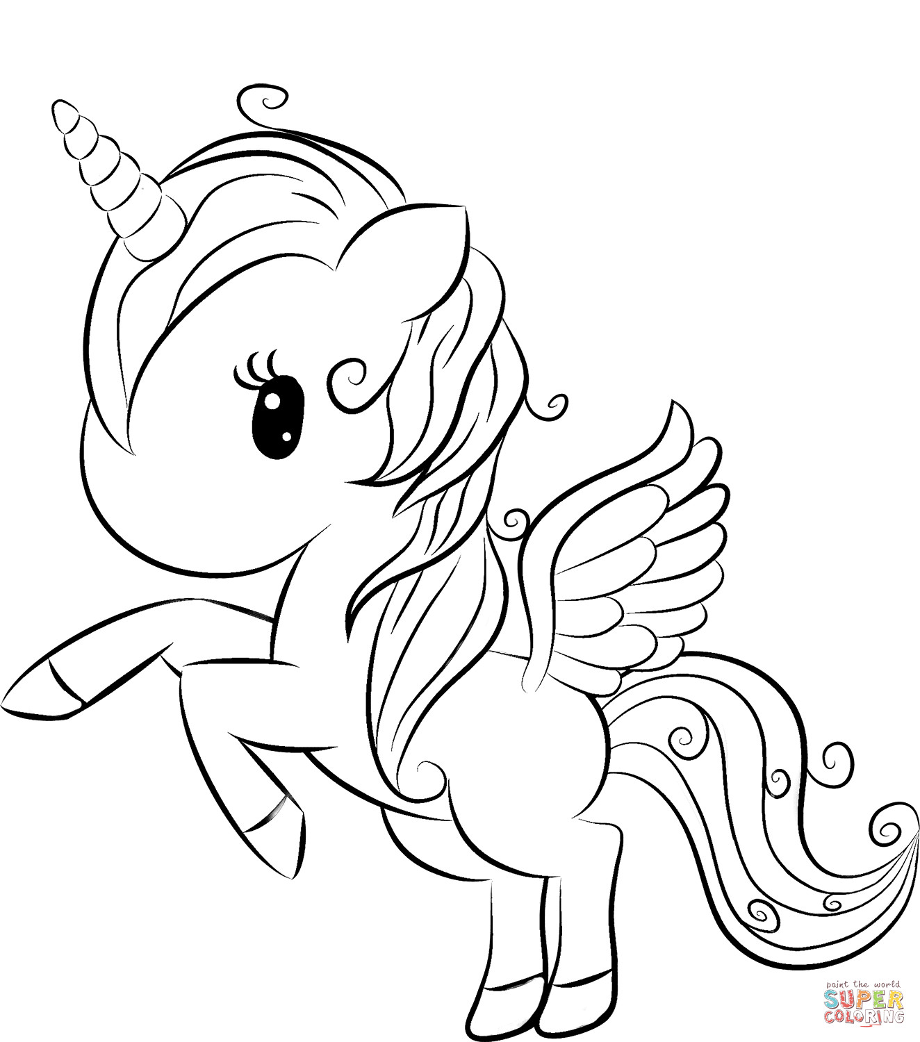 Cute Unicorn Coloring Pages For Kids
 Cute Unicorn coloring page