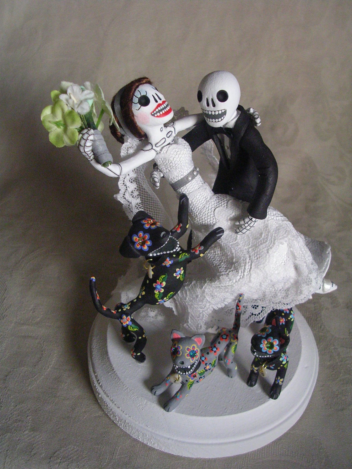 Day Of The Dead Wedding Cakes
 Custom Day of the Dead Wedding Cake Topper Skeleton Bride