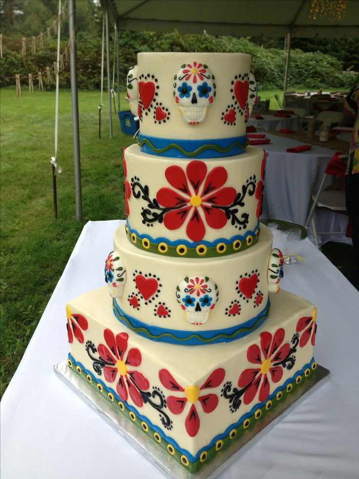 Day Of The Dead Wedding Cakes
 Day of the Dead Wedding Cake osted in buttercream with