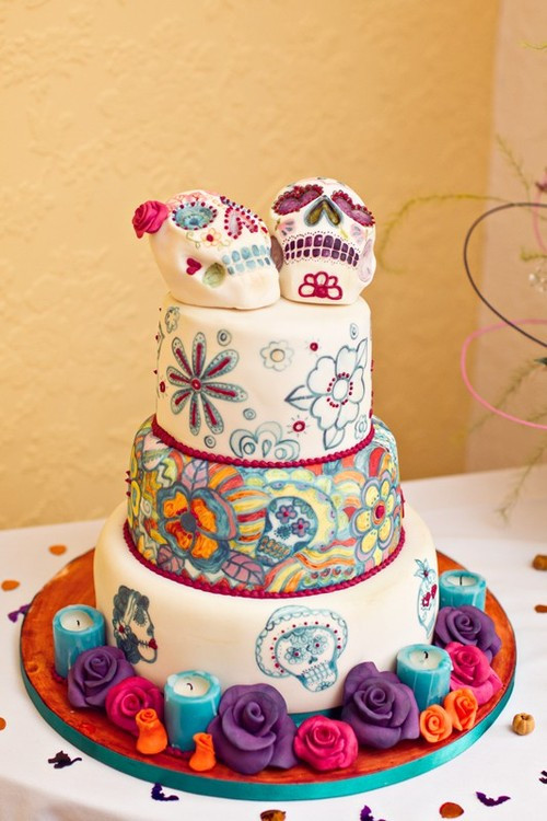 Day Of The Dead Wedding Cakes
 sugar skull wedding cake