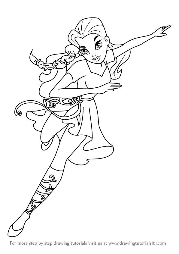 Dc Super Hero Girls Coloring Pages
 how to draw Poison Ivy from DC Super Hero Girls step 0
