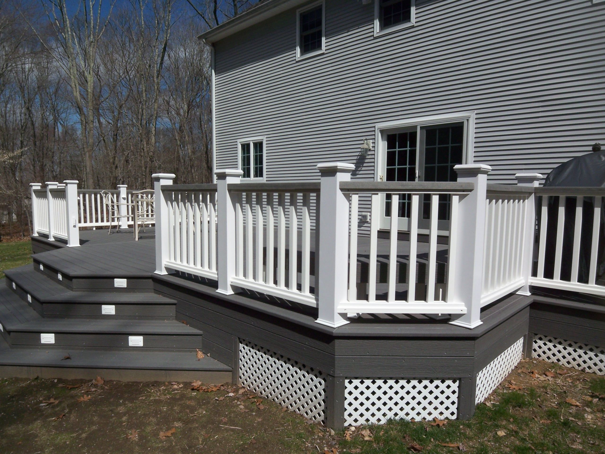 Deck Paint Ideas
 white and gray wood porch