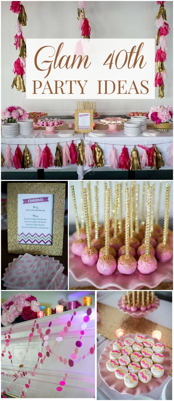 Decorations For 40th Birthday
 This pink and gold 40th birthday soiree is full of glitz