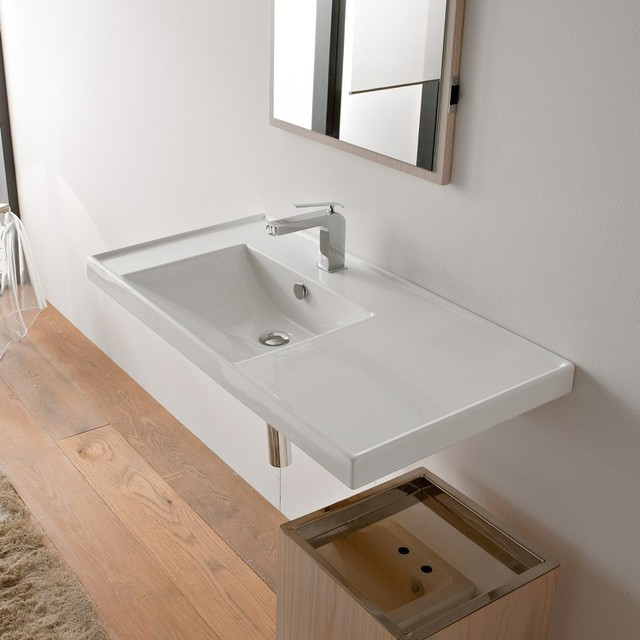 Designer Bathroom Sinks
 Contemporary Rectangular Self Rimming or Wall Mounted Sink