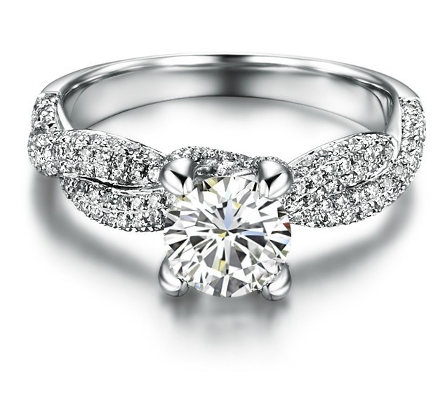 Designer Diamond Engagement Rings
 Twist Setting Paved Unique Designer 1Ct Synthetic Diamonds
