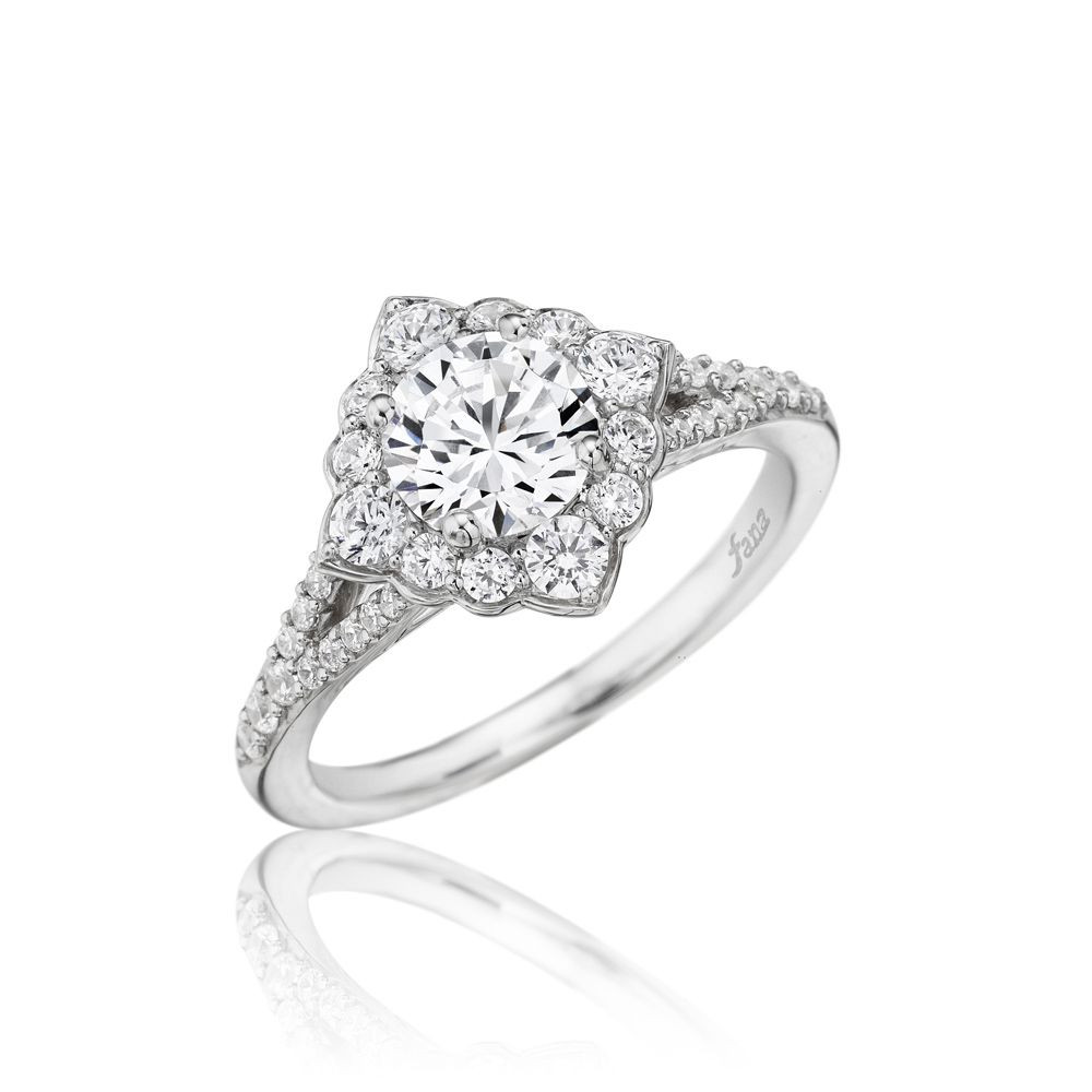 Designer Diamond Engagement Rings
 Fana – Designer Diamond Shaped Halo Engagement Ring