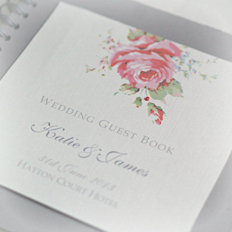 Designer Wedding Guest Book
 english rose design wedding guestbook by beautiful day
