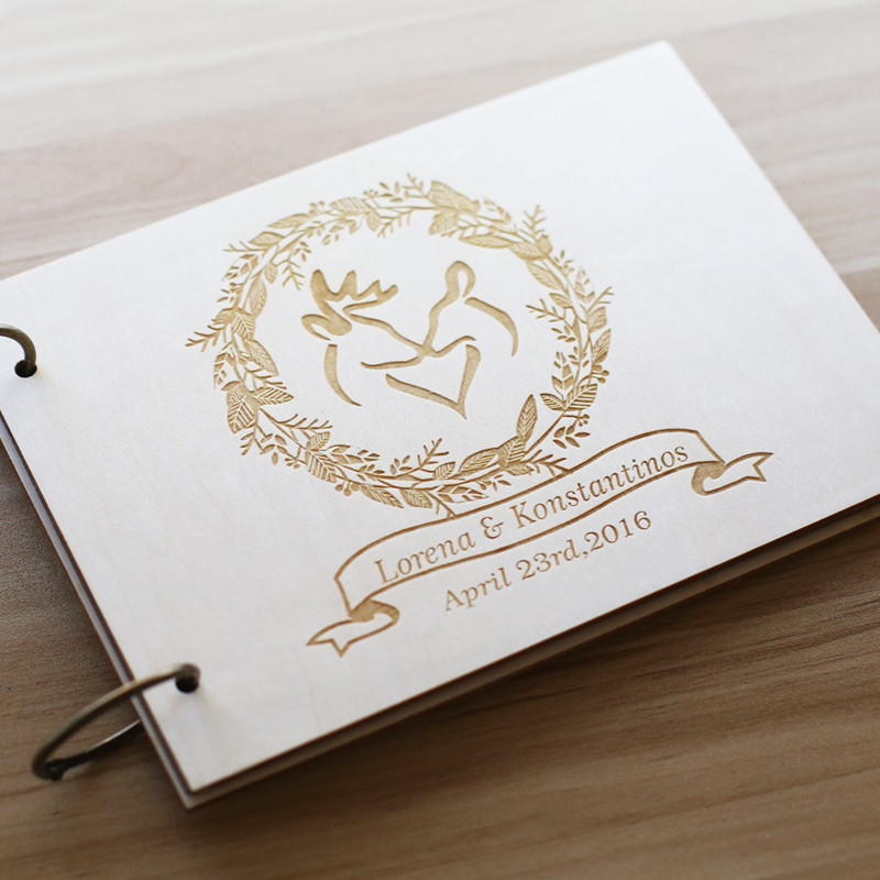 Designer Wedding Guest Book
 Rustic Custom Wedding Guest Book With deers Personalized