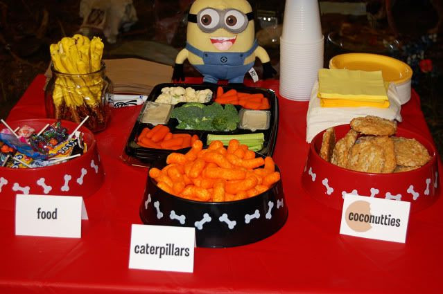 Despicable Me Party Food Ideas
 Despicable Me party put food in dog dishes just like