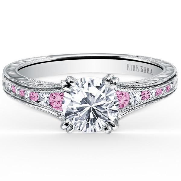 Diamond And Pink Sapphire Engagement Ring
 Ben Garelick Jewelers · Kirk Kara Stella Pink Sapphire