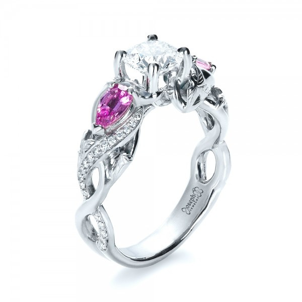 Diamond And Pink Sapphire Engagement Ring
 Custom Pink Sapphire and Diamond Engagement Ring 1431