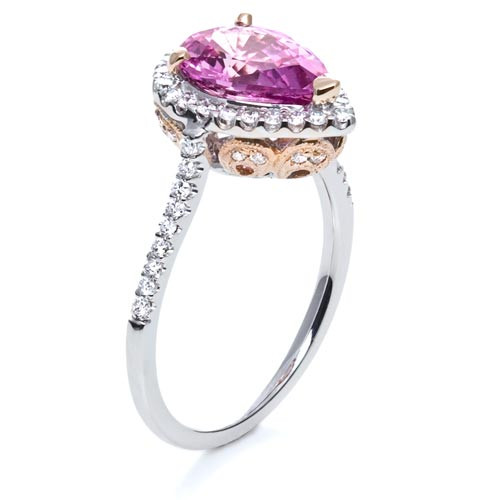 Diamond And Pink Sapphire Engagement Ring
 Pink Sapphire and Diamond Two Tone Engagement Ring 205