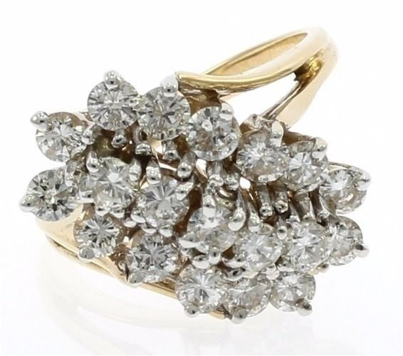 Diamond Cluster Rings
 Vintage Diamond Cluster La s Ring in 14kt Yellow Gold