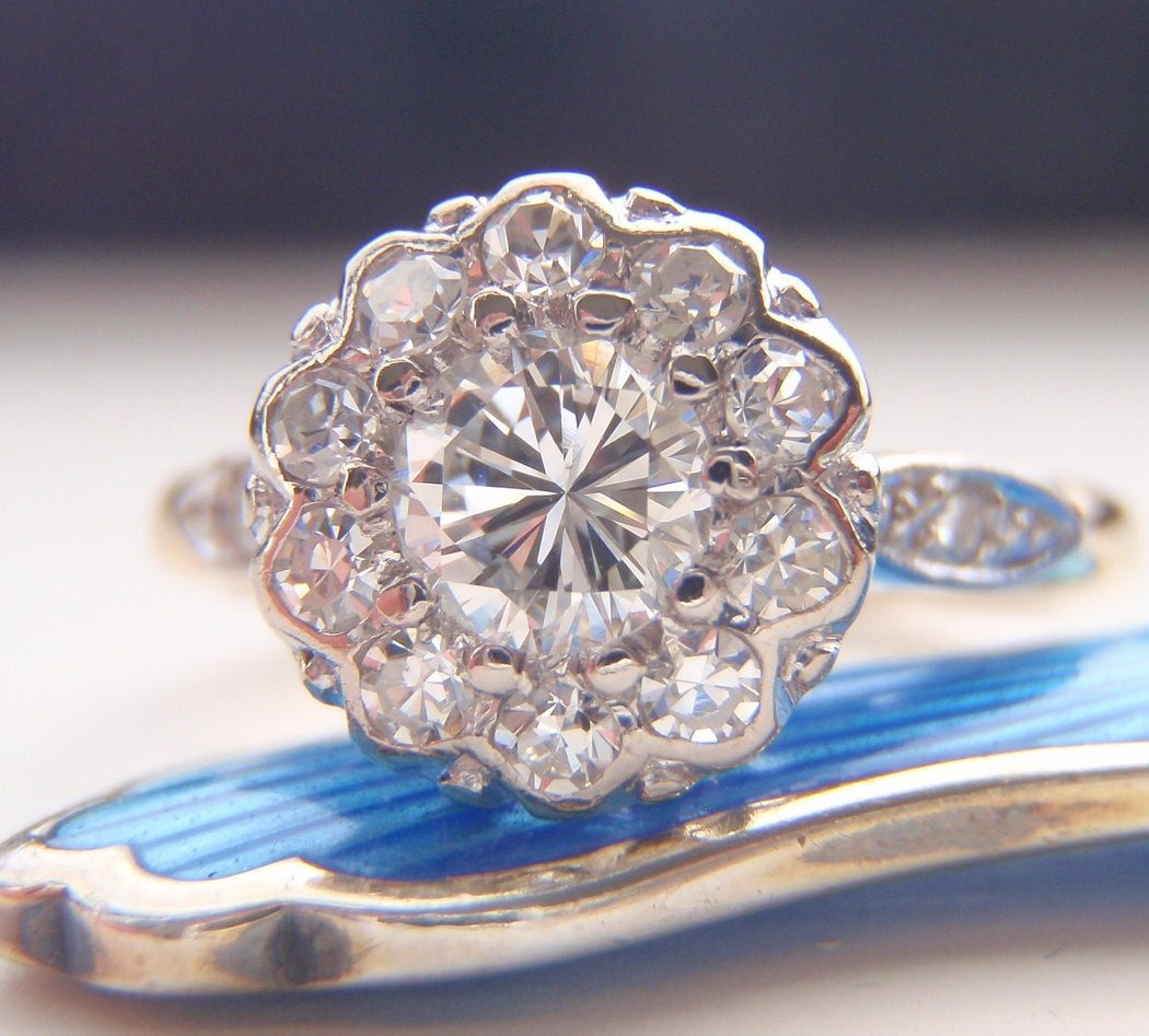 Diamond Cluster Rings
 Engagement Ring Vintage Diamond Cluster by