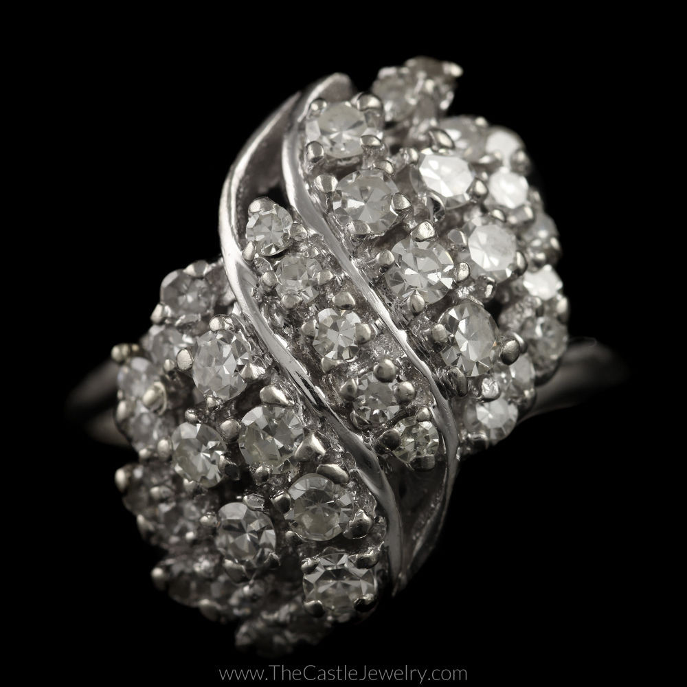 Diamond Cluster Rings
 Antique Single Cut 1cttw Diamond Waterfall Cluster Ring in