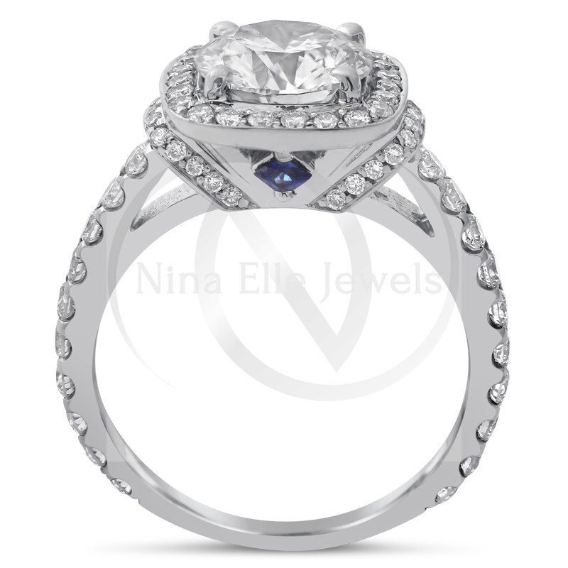 Diamond Engagement Ring With Sapphire Accents
 1 50CT Round Cut Diamond Engagement Ring W Sapphire