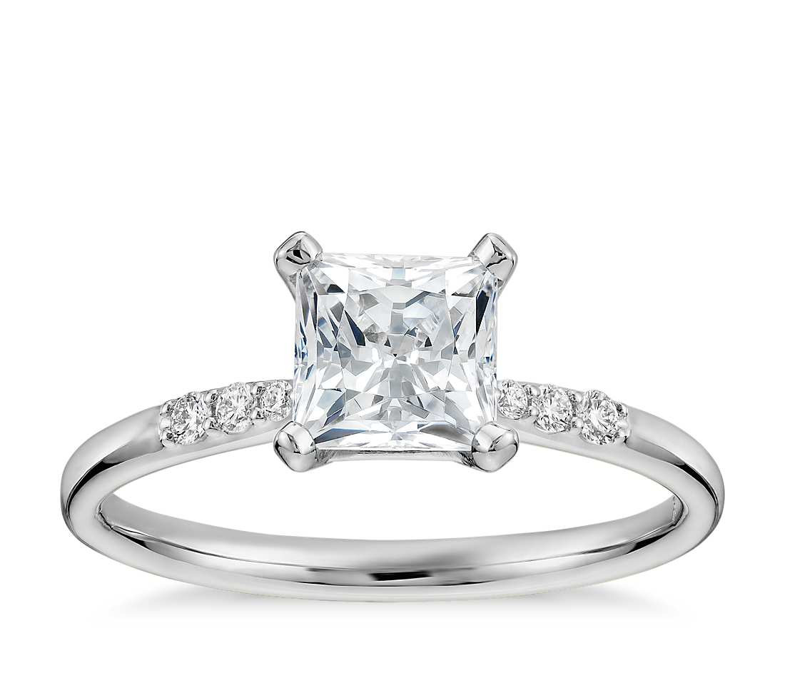 Diamond Engagement Rings Princess Cut
 1 Carat Preset Princess Cut Petite Diamond Engagement Ring