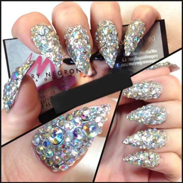Diamond Glitter Nails
 300pcs Nail Art Rhinestones Glitter Diamond Gems 3d Tips