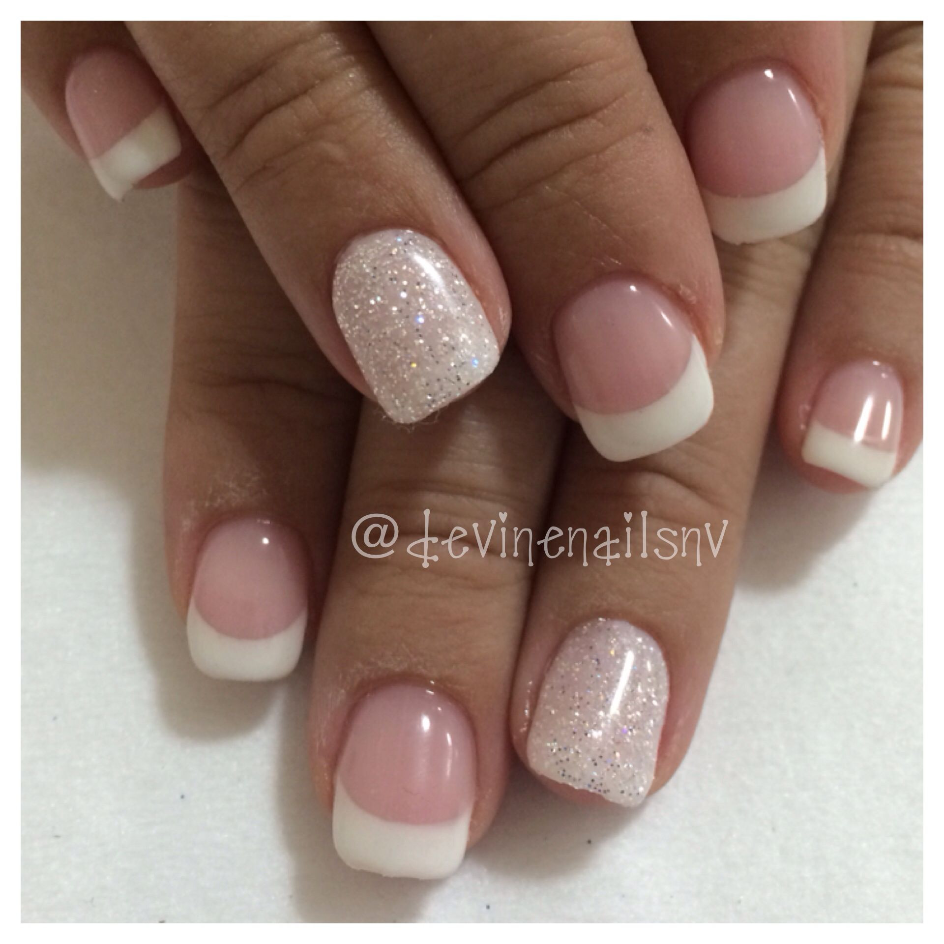 Diamond Glitter Nails
 Light Elegance pink and white diamond glitter gel nails