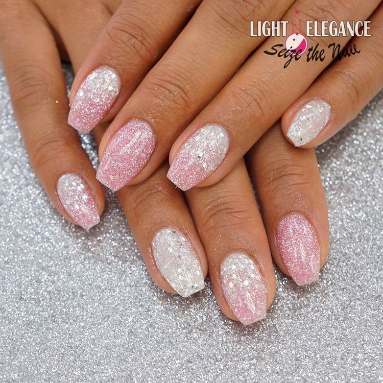 Diamond Glitter Nails
 Pink diamond and Diamond glitter gels from Light Elegance