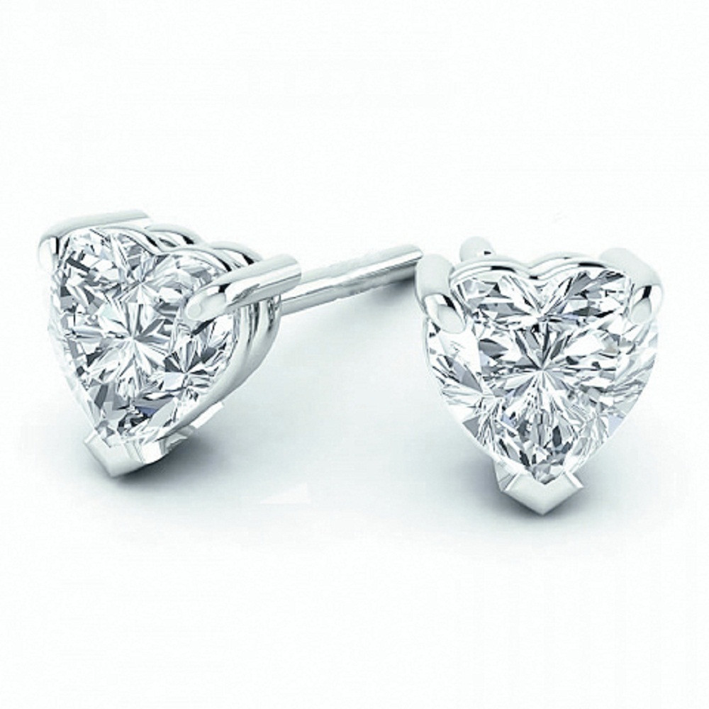 Diamond Heart Earrings
 Heart Shaped Diamond Stud Earrings