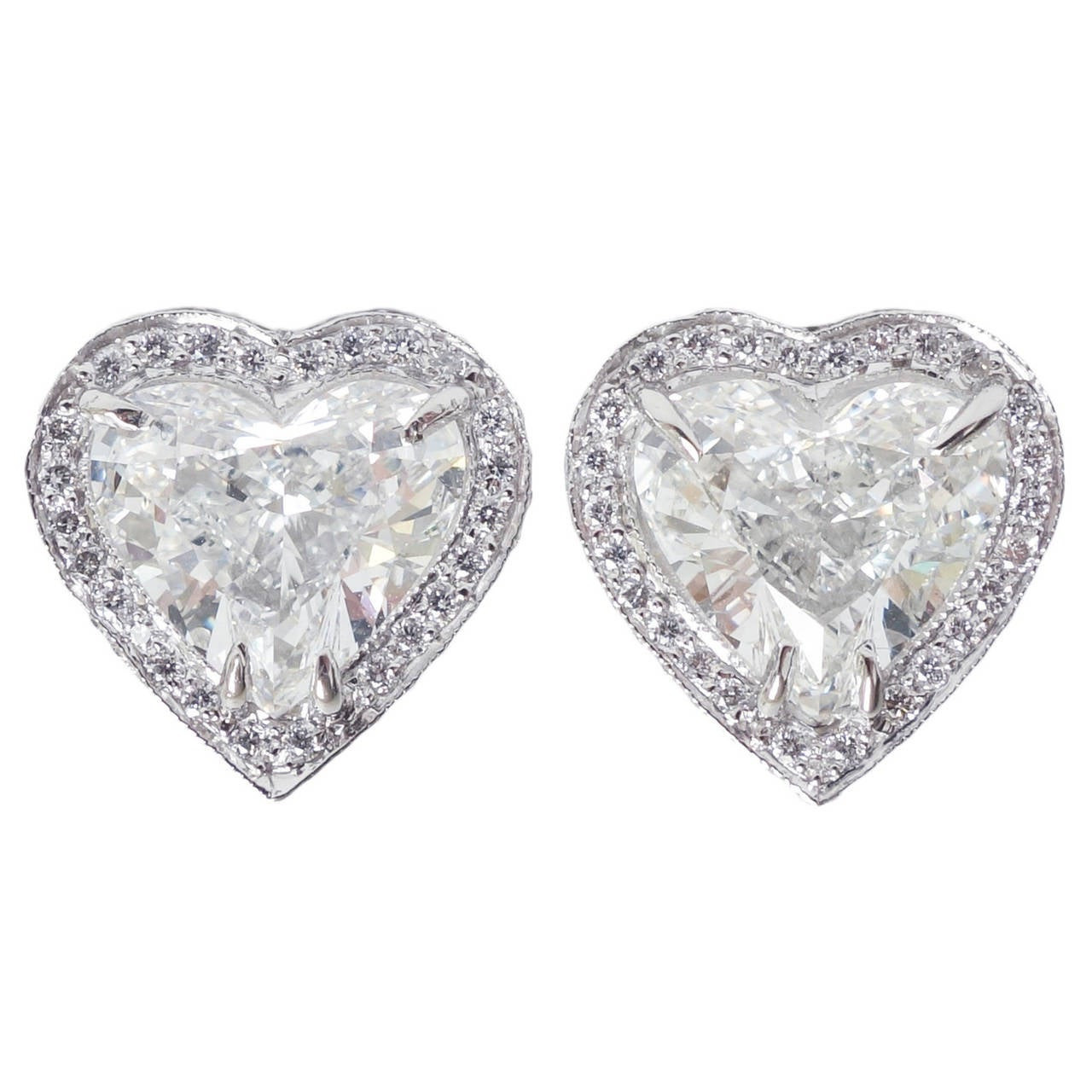 Diamond Heart Earrings
 3 02 GIA Heart Shape Diamond Halo Platinum Stud Earrings