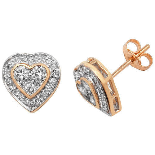 Diamond Heart Earrings
 9 Carat Yellow Gold Diamond Heart Stud Earrings 0 50ctw