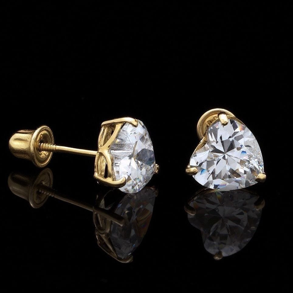 Diamond Heart Earrings
 0 50Ct Created Diamond Heart Shaped Stud Earrings 14K