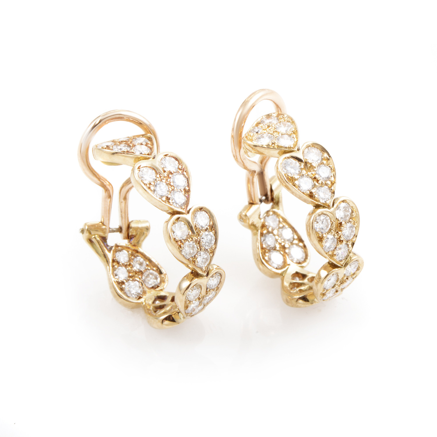 Diamond Heart Earrings
 Cartier Virgo 18K Rose Gold Diamond Heart Earrings