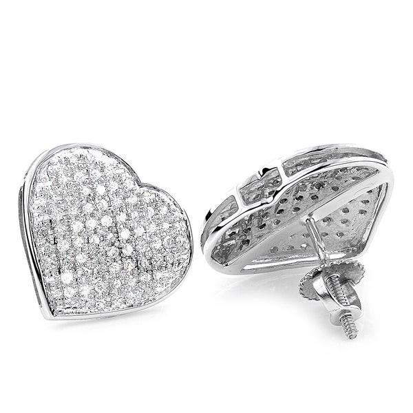 Diamond Heart Earrings
 Shop Luxurman 10k Gold 5 8ct TDW Pave Diamond Heart Stud