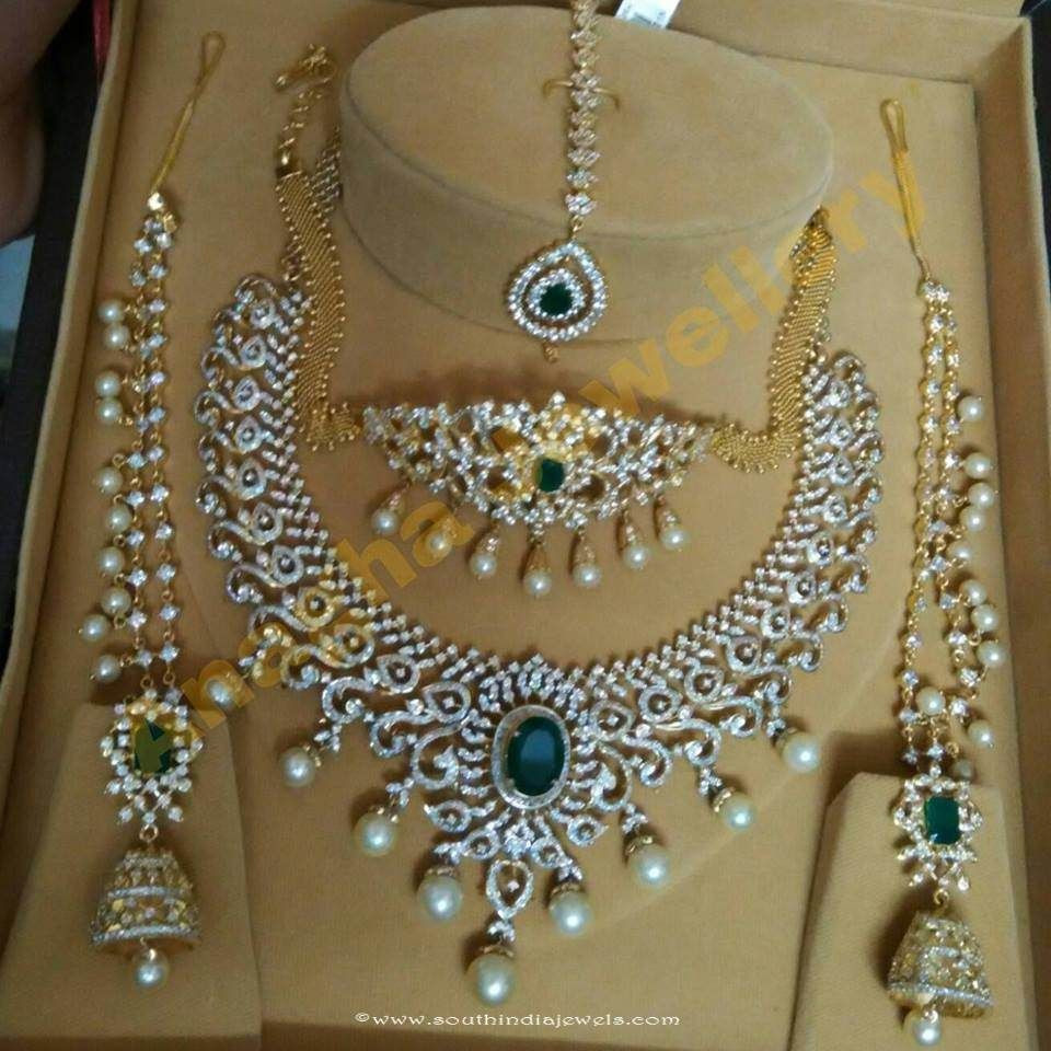 Diamond Necklace India
 Diamond Bridal Jewellery Set From Anagha Jewellery