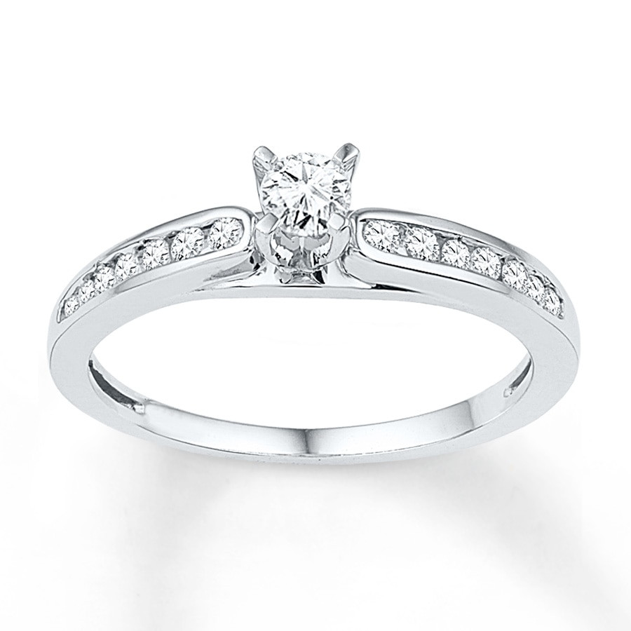 Diamond Promise Rings
 Kay Diamond Promise Ring 1 3 ct tw Round cut 10K White Gold