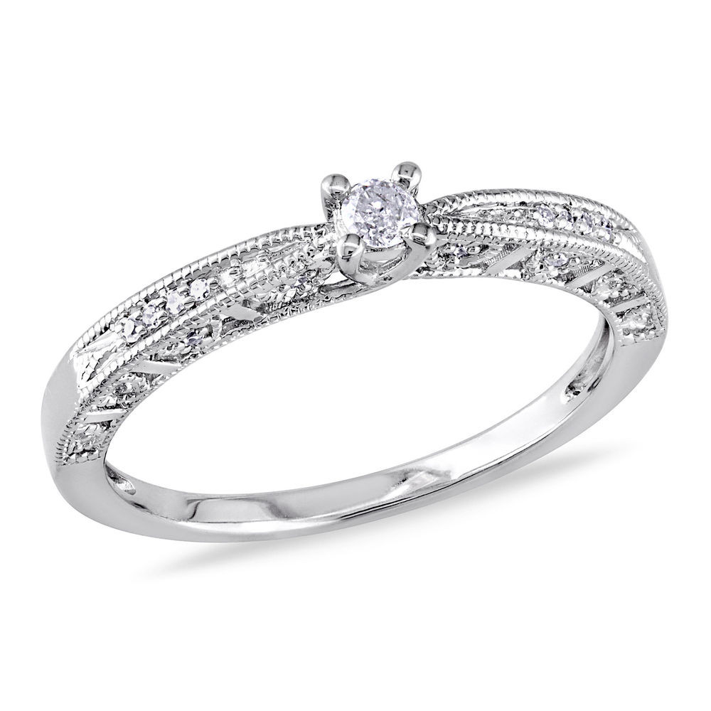 Diamond Promise Rings
 Miadora Sterling Silver Diamond Promise Ring