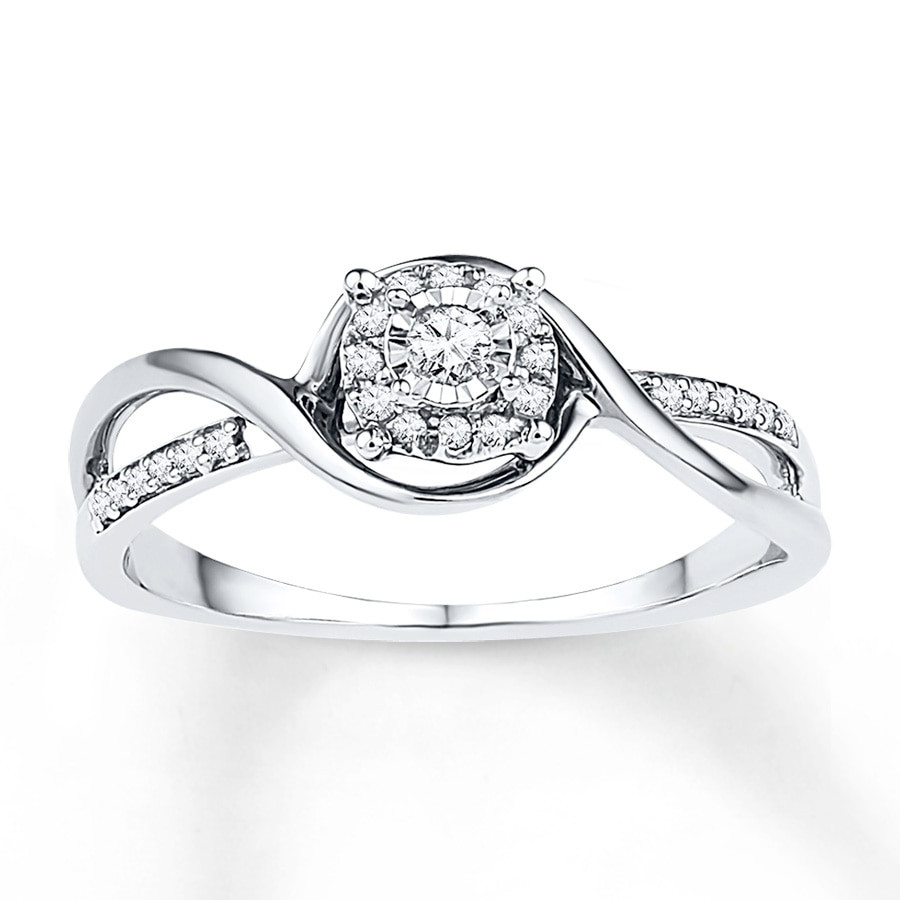 Diamond Promise Rings
 Diamond Promise Ring 1 8 ct tw Round cut Sterling Silver
