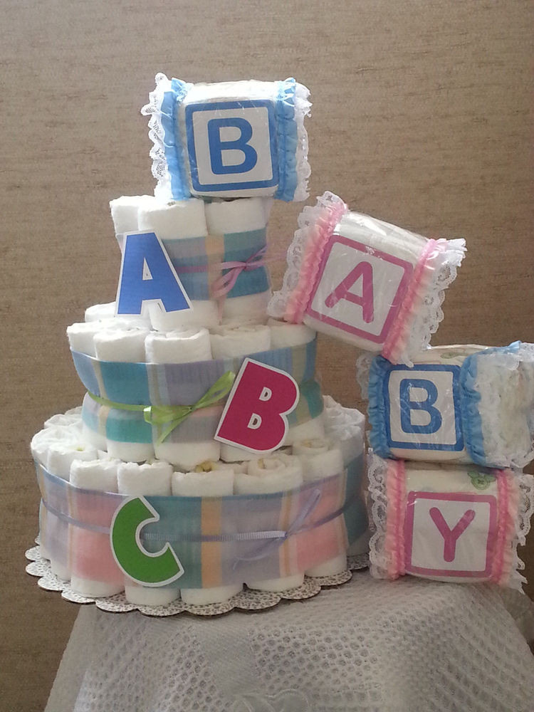 Diaper Baby Shower Gift Ideas
 3 Tier Diaper Cake ABC Alphabet Baby Shower Gift